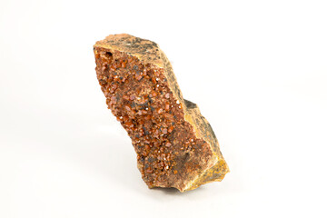 Geological natural minerals Vanadinite. Photo of natural stones. Vanadium