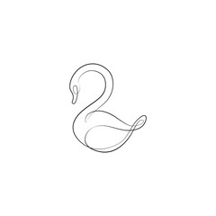 Swan continuous line drawing, isolated vector illustration, tattoo, print and logo design, beautiful swan bird silhouette single line on a white background. 