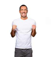 Fototapeta premium Concerned young man with a stress gesture