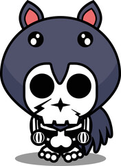 vector illustration of mascot costume cartoon character animal man anteater cute skull