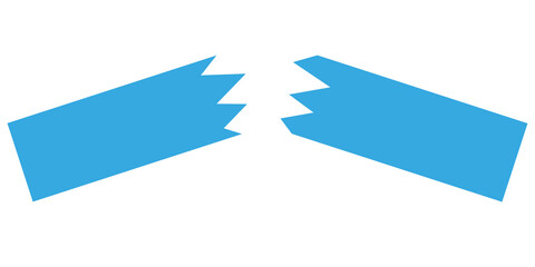 Obraz premium Blue filled broken shape, spiky edges. Symbol for crisis. Isolated png illustration, transparent background. Asset for overlay, montage, collage or presentation. Business, finance concept. 