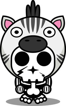 vector illustration of mascot costume cartoon character animal man zebra cute skull