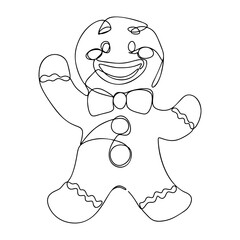 One Line Gift Gingerbread Cookie Continuous Line Drawing