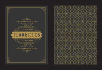 Vintage ornament greeting card calligraphic ornate swirls and vignettes frame design vector template