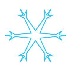 Obraz premium Simple snowflake made of blue lines. Festive decoration for New Year and Christmas, symbol of winter, element for design. Vector illustration
