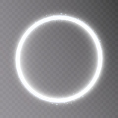 Fototapeta na wymiar Glowing circle on a transparent background. luminous ring with illumination.