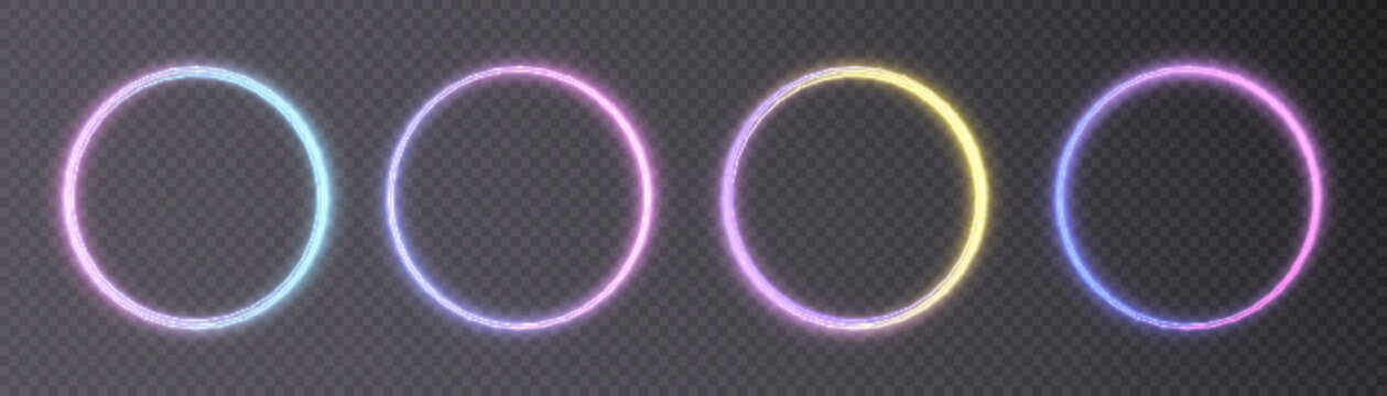 Glowing Circle On A Transparent Background. Luminous Ring With Illumination.