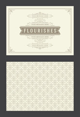 Vintage ornament greeting card calligraphic ornate swirls and vignettes frame design vector template