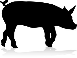 Pig Silhouette Farm Animal