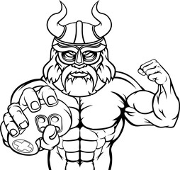 Viking Gamer Gladiator Warrior Controller Mascot