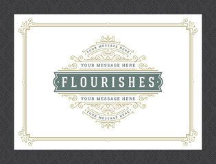 Vintage ornament greeting card calligraphic ornate swirls and vignettes frame design vector template