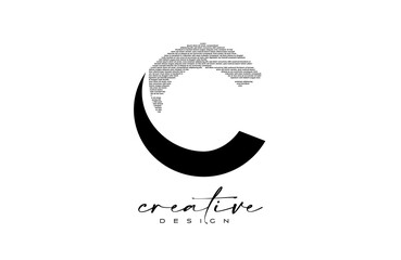 C Letter Logo Design with Creative letter C made of Black text font Texture Vector