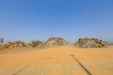 Muslims at Mount Arafat (or Jabal Rahmah) in Saudi Arabia. This is the place where Adam and Eve met...