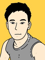 cute man cartoon on yellow background