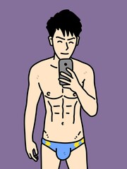 Fototapeta premium cute man cartoon on purple background