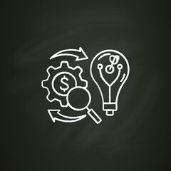 Business model chalk icon. Finding new opportunities, revenue streams and maintain competitive advantage.Reconfiguration. Innovation concept. Isolated vector illustration on chalkboard