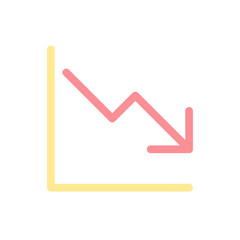 Diminution flat color ui icon. Financial forecast. Price reduction. Business analytics. Simple filled element for mobile app. Colorful solid pictogram. Vector isolated RGB illustration