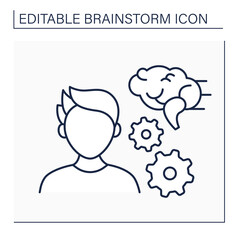Brainstorm line icon. Overthinking on solutions. Man finds right choice.Brainstorm session concept. Isolated vector illustration. Editable stroke