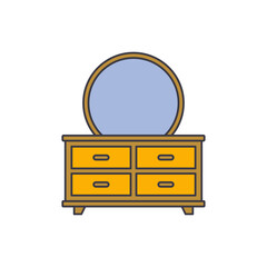  Dresser with mirror icon in color, isolated on white background 
