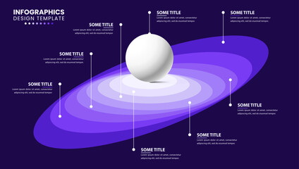 Infographic template. Abstract purple sphere with 8 steps