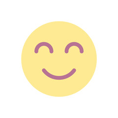 Contented emoji flat color ui icon. Pleased and relaxed. Optimistic mood. Online communication. Simple filled element for mobile app. Colorful solid pictogram. Vector isolated RGB illustration