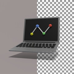 Science Laptop with dynamic view in 3d render