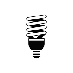 CFL bulb lamp icon in black flat glyph, filled style isolated on white background
