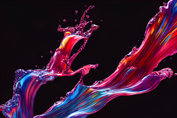 Colorful powder explosion on black background. ART CGI.