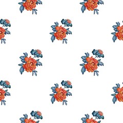Endless pattern of watercolor flowers on a white background for covers, greeting cards, invitations, birthday and wedding.  Beautiful bright wallpaper.