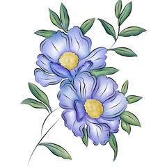 Isolated watercolor flower on a white background. Blue cornflowers.  Separate element for bouquets, wreaths, wedding invitations, anniversaries, birthdays, cards and congratulations.