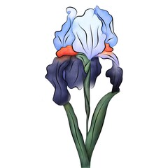 Isolated watercolor flower. Beautiful iris. Separate element for bouquets, wreaths, wedding invitations, anniversaries, birthdays, cards and congratulations.