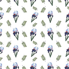 Endless pattern of watercolor flowers on a white background for covers, greeting cards, invitations, birthday and wedding.  Beautiful bright wallpaper.