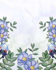 Watercolor background with colorful flowers. Design of covers, wedding invitations, anniversaries, birthdays, postcards and congratulations.