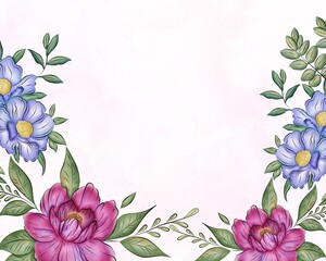 Watercolor background with colorful flowers. Design of covers, wedding invitations, anniversaries, birthdays, postcards and congratulations.