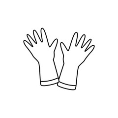 Fototapeta premium Cleaning gloves rubber icon in line style icon, isolated on white background