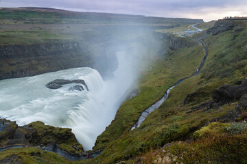 Panoramic view on Gullfoss waterfall (Iceland)