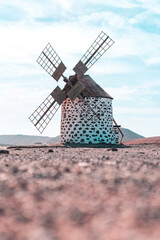Typical traditional windmill of Fuerteventura island, Spain