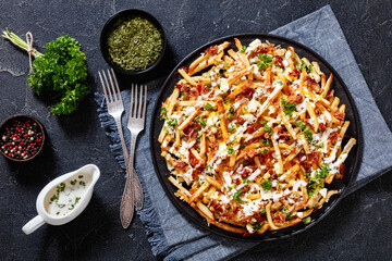 Bacon Mozzarella Feta Cheddar Cheese crispy Fries