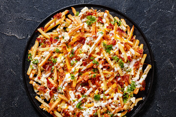 Bacon Mozzarella Feta Cheddar Cheese crispy Fries