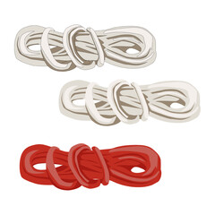 Naklejka premium Vector coil of white and red rope isolated on white background