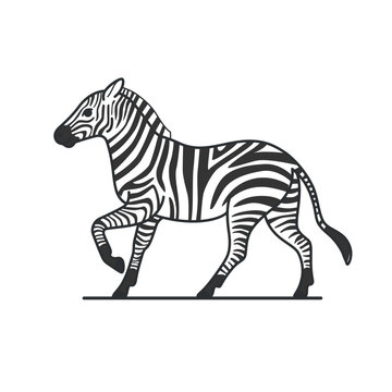 Cute zebra. Detailed drawing of animal. Contour vector illustration.