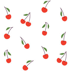 Graphic vector illustration of cherry. Sipmle pattern with fruit.