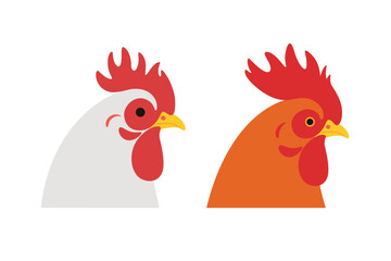 Poultry farm bird. Rooster head. Contour vector illustration.