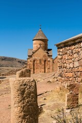 Armenia, Noravank, September 2022. Stones, wall and old Armenian temple.