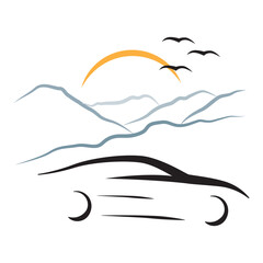 car and mountain landscape