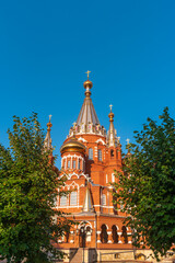 Fototapeta na wymiar The Orthodox St. Michael's Cathedral in Izhevsk, the republic of Udmurtia, Russia.
