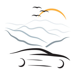 car and mountain landscape