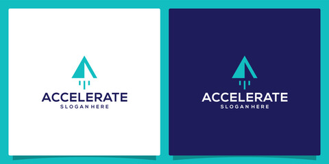 Design logo Accelerate. boost logo. launch symbol graphic design vector illustration. - obrazy, fototapety, plakaty