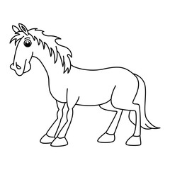 Fototapeta na wymiar Cute horse cartoon characters vector illustration. For kids coloring book.