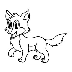 Cute wolf cartoon characters vector illustration. For kids coloring book.